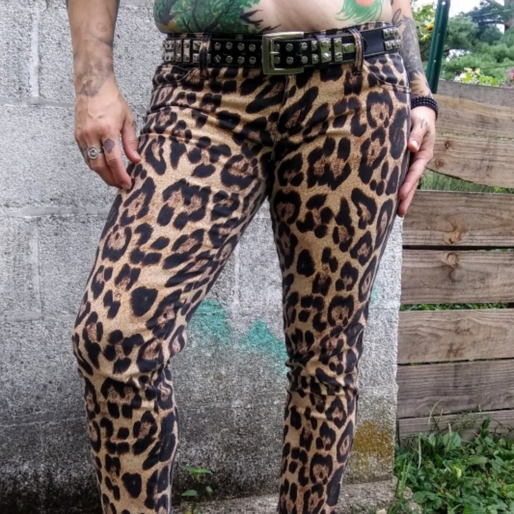 cheetah print tripp nyc skinny jeans